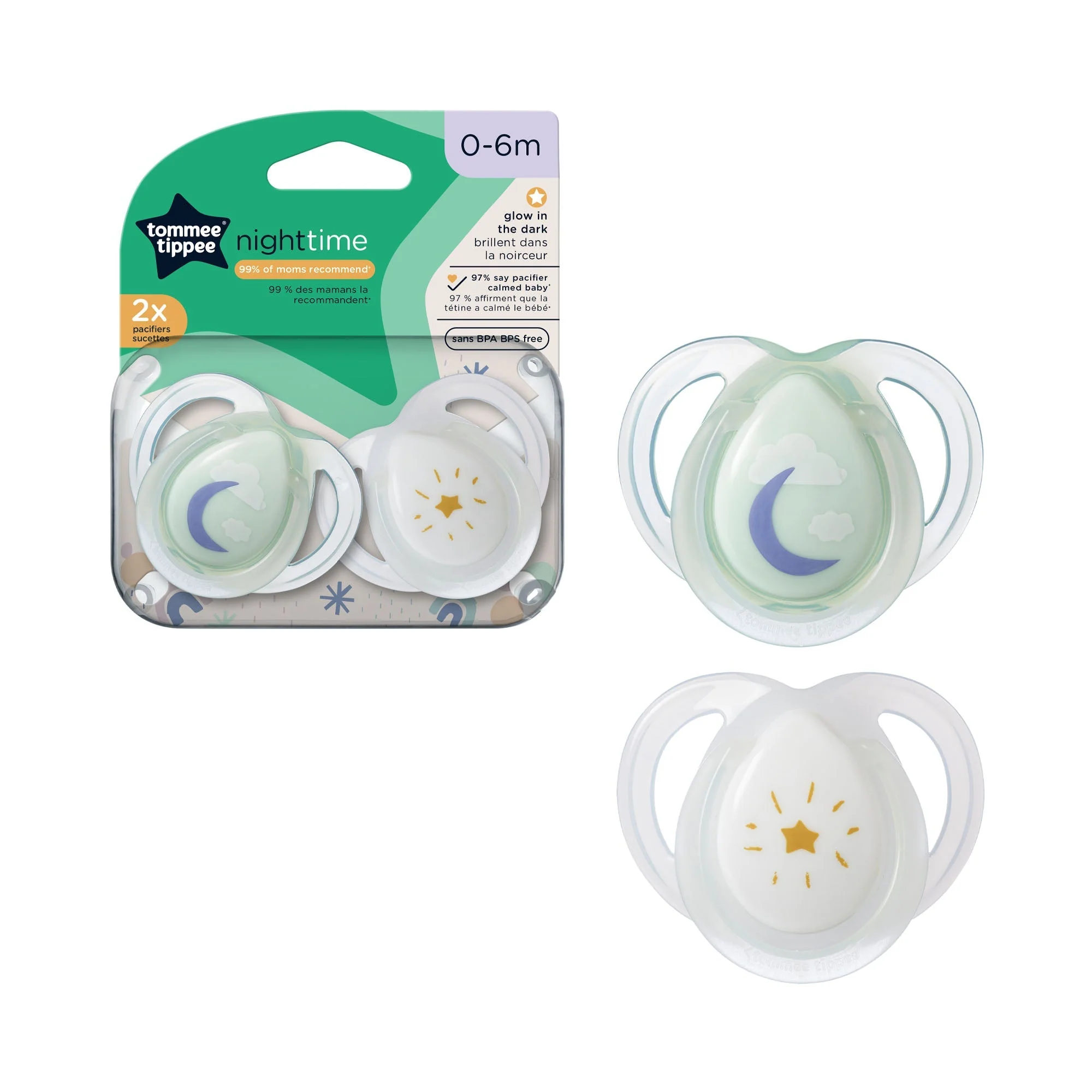 Night Time Soother 2-PK Tommee Tippee 0-6M - 433380 - Image 2