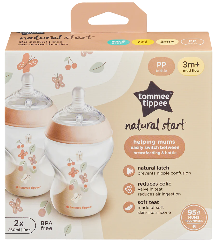 Natural Start Decor PP Bottle with M Teat Pack Of 2 260ML - 423916 - Image 3