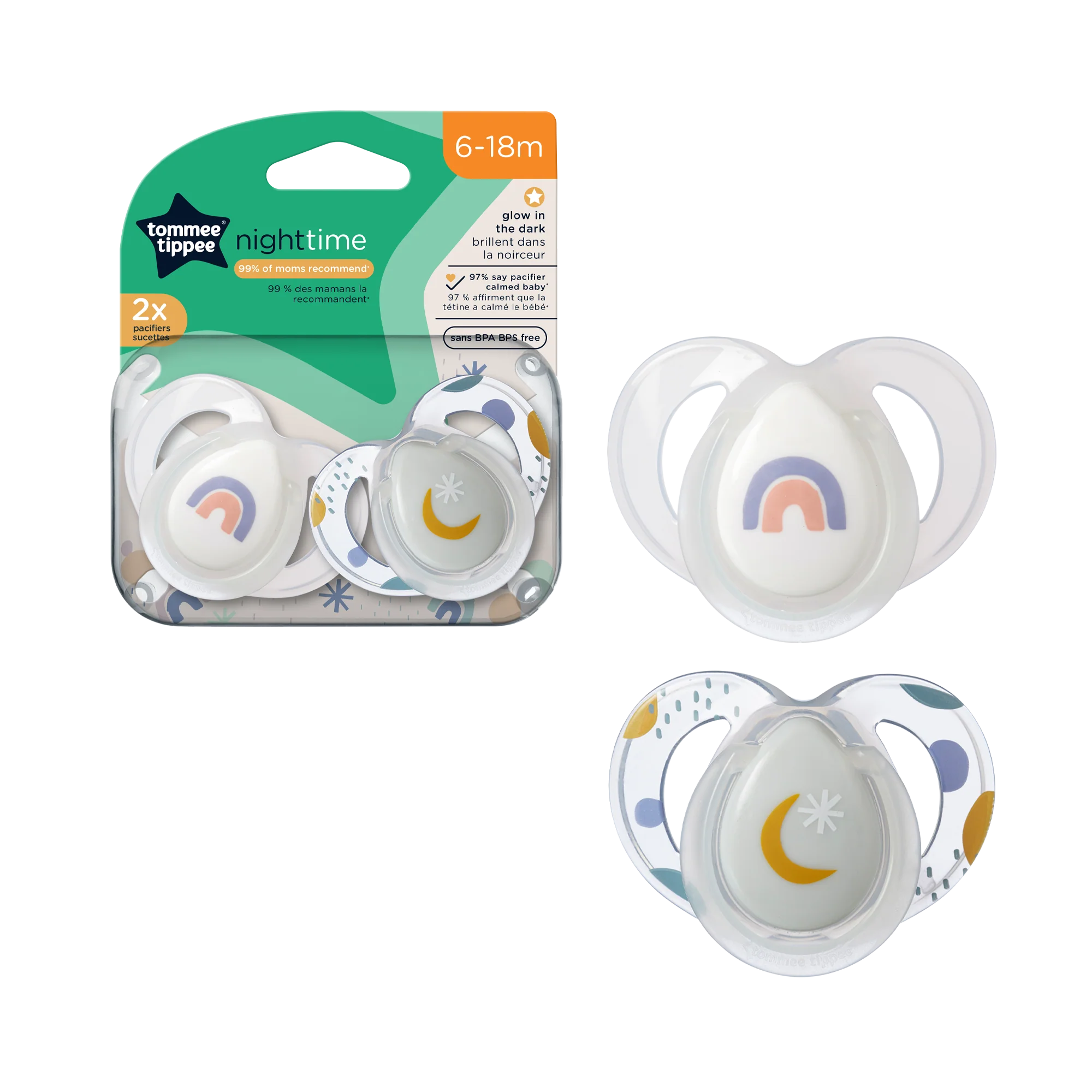 Night Time Pacifier 2-PK Tommee Tippee 6-18M - 533469 - Image 2