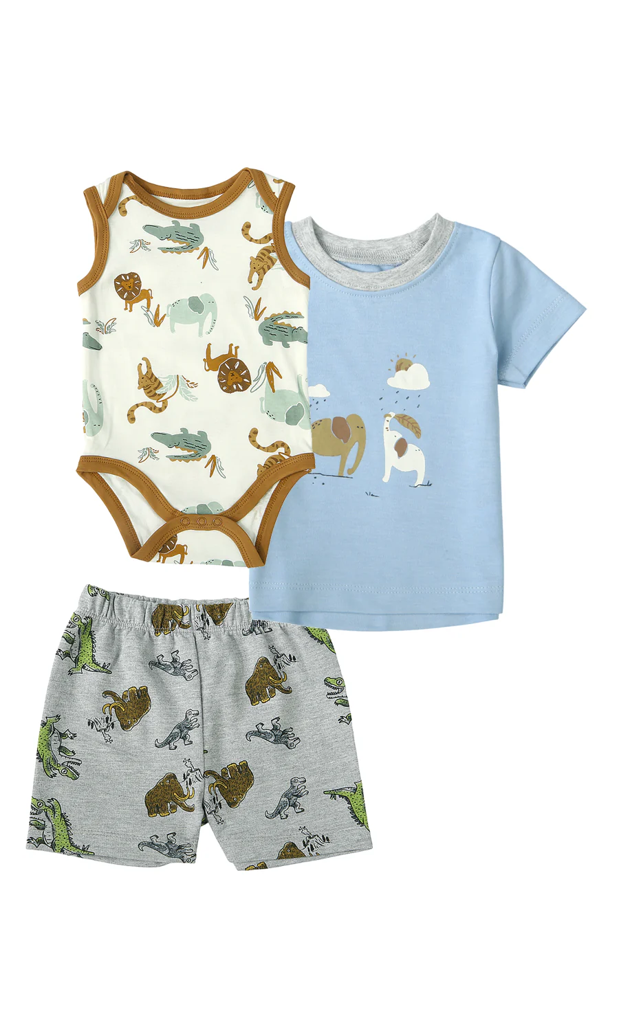 Baby Boys 3 Piece Suit Blue Animal Print