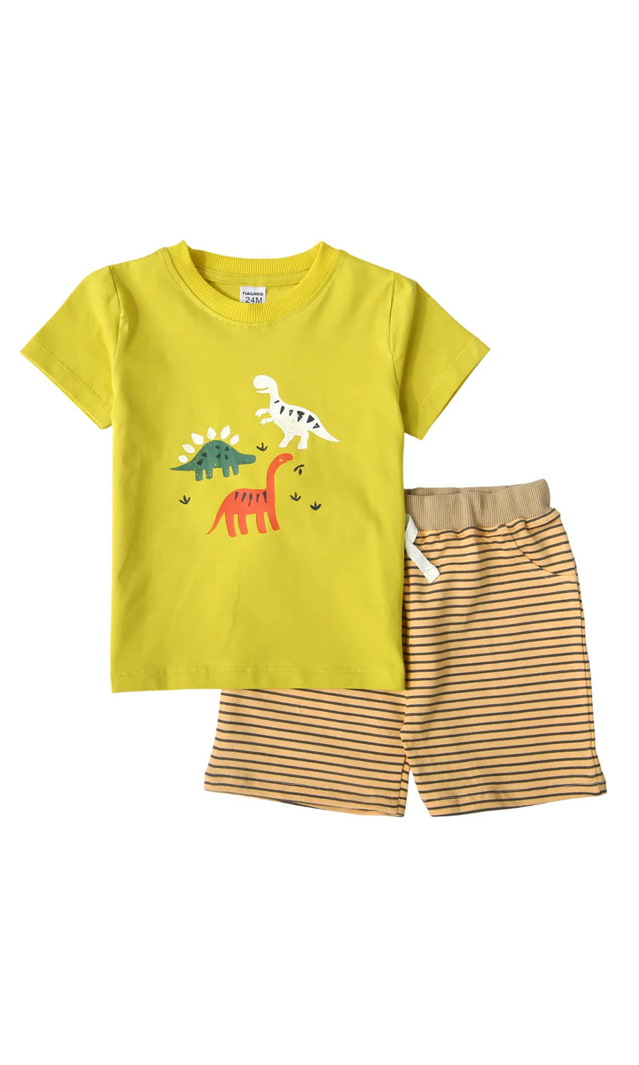 Baby Boys 3 Piece Suit Yellow Dinosaur Print - Image 2