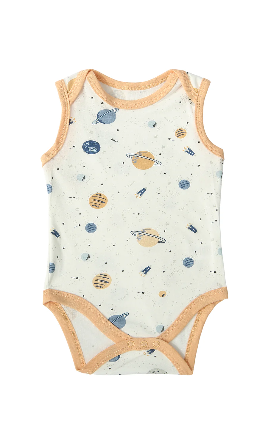 Baby Boys 3 Piece Summer Suit Cream Blue Space Print - Image 4