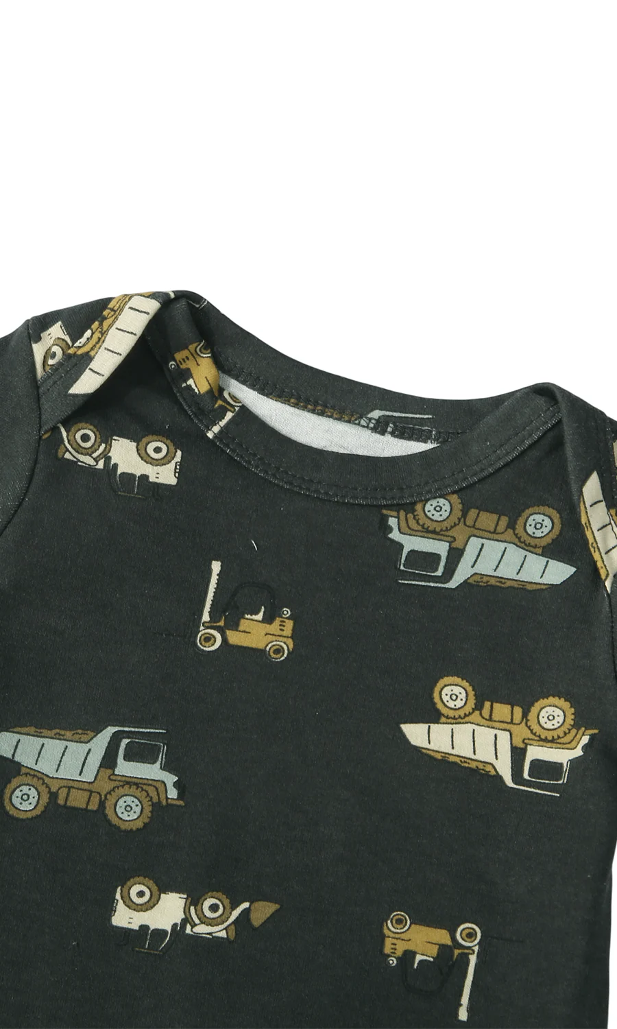 Baby Boys 4 Piece Suit Charcoal Sage Green Truck Print - Image 3