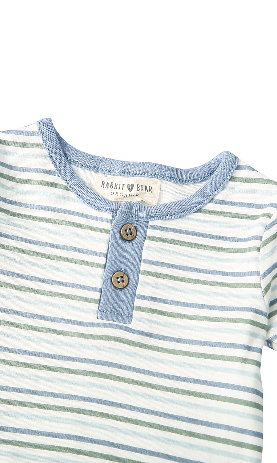 Baby Boys 4 Piece Suit White Multi Stripe Henley Bodysuit Blue Cargo Shorts Bucket Hat Socks Set - Image 3