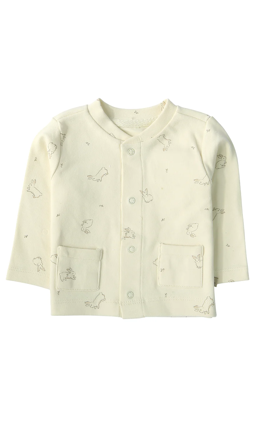 Baby Boys 6-Piece Gift Set Dusty Rose Ribbed & Cream Bunny Print Newborn Layette - Image 2