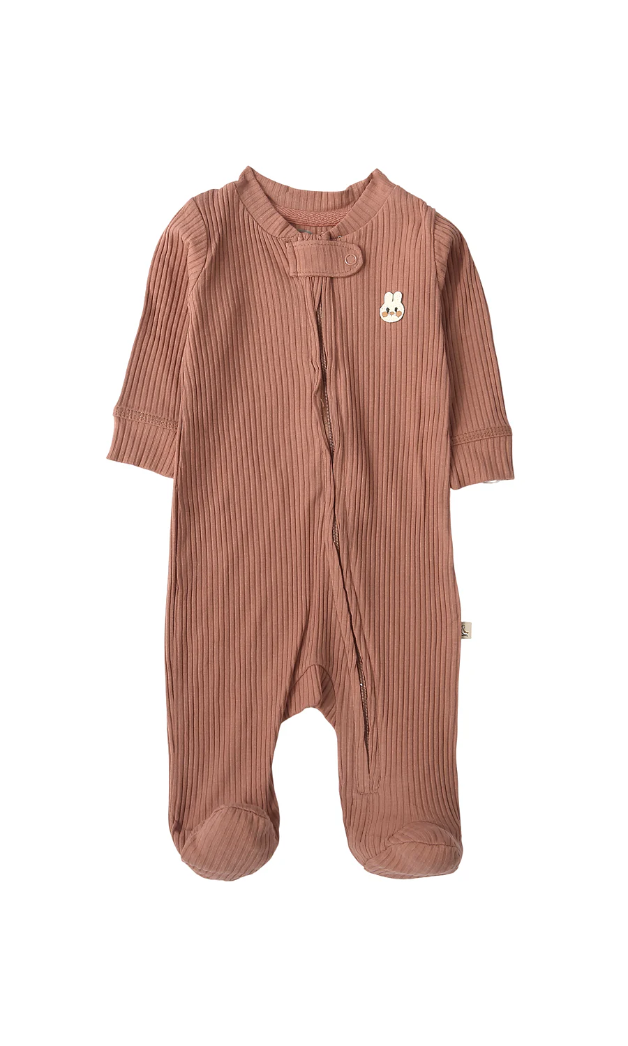 Baby Boys 6-Piece Gift Set Dusty Rose Ribbed & Cream Bunny Print Newborn Layette - Image 4