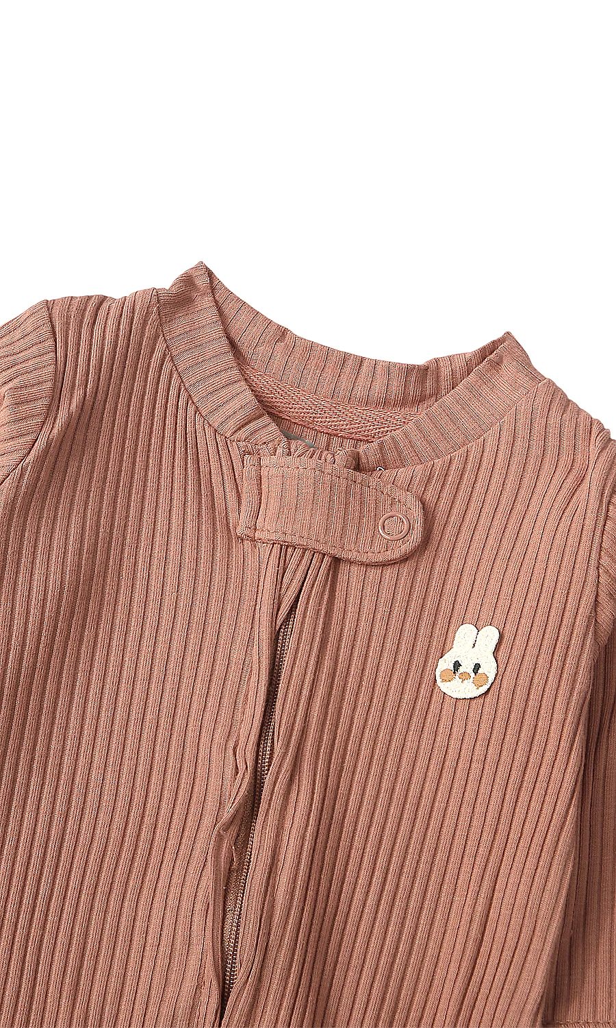 Baby Boys 6-Piece Gift Set Dusty Rose Ribbed & Cream Bunny Print Newborn Layette - Image 5