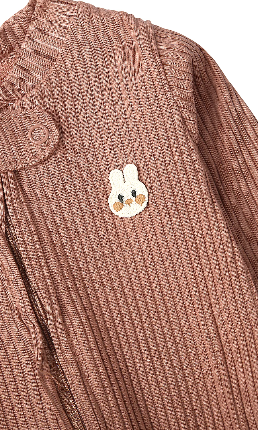 Baby Boys 6-Piece Gift Set Dusty Rose Ribbed & Cream Bunny Print Newborn Layette - Image 6