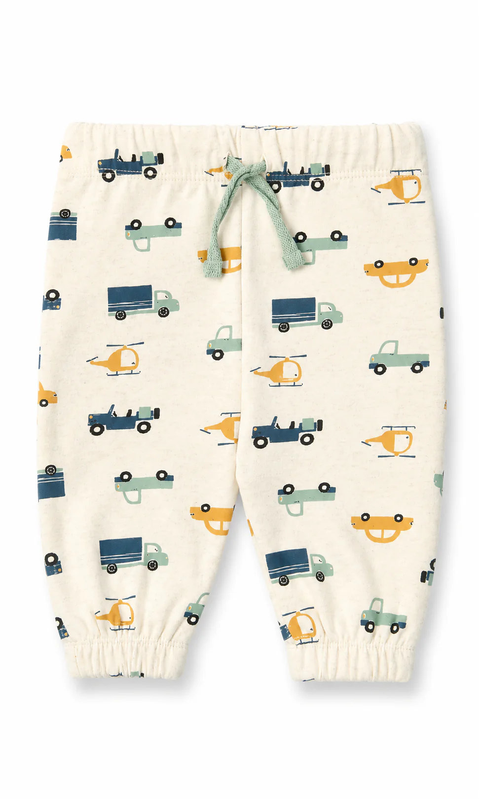Baby Boys 6-Piece Gift Set Steel Blue Ribbed & Cream Vehicle Print Newborn Layette - Image 4