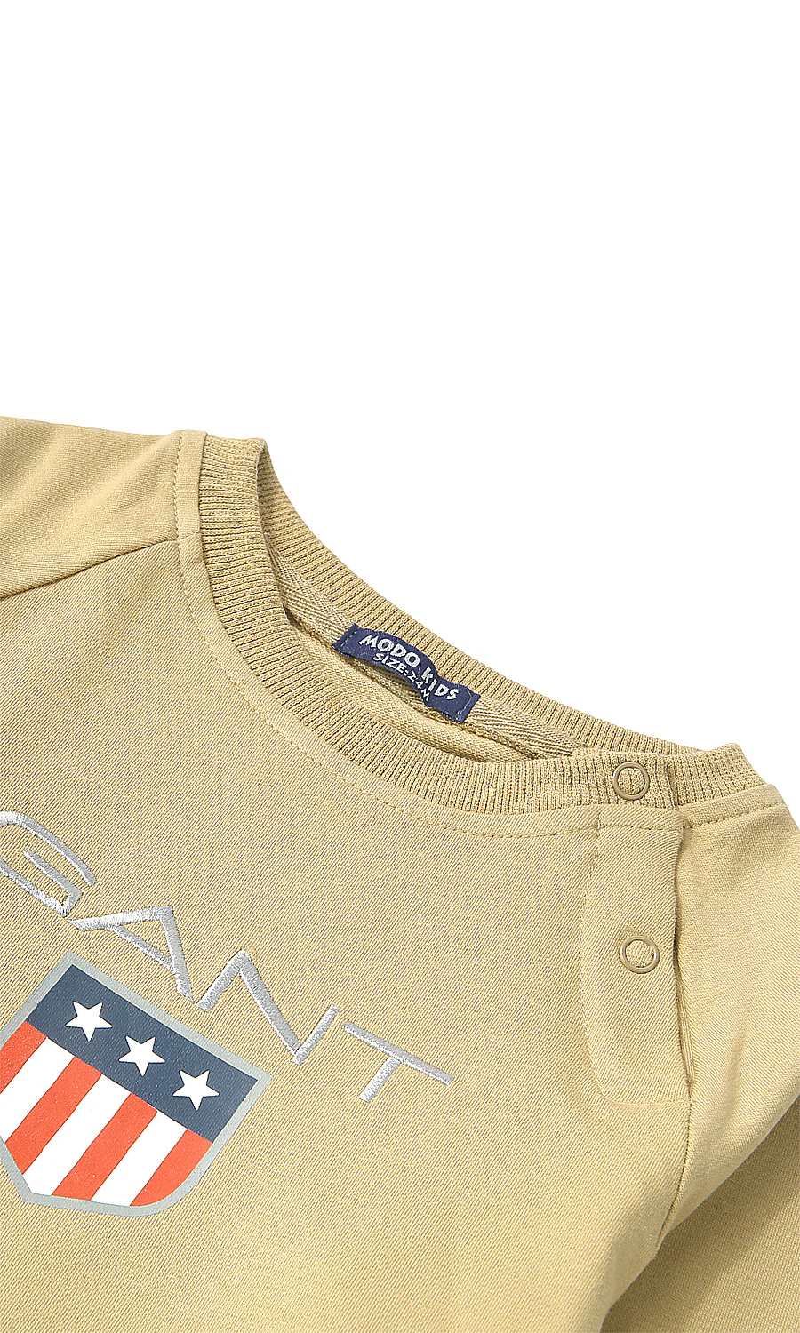 Baby Boys Beige Shield Graphic Full Sleeve Romper - Image 2