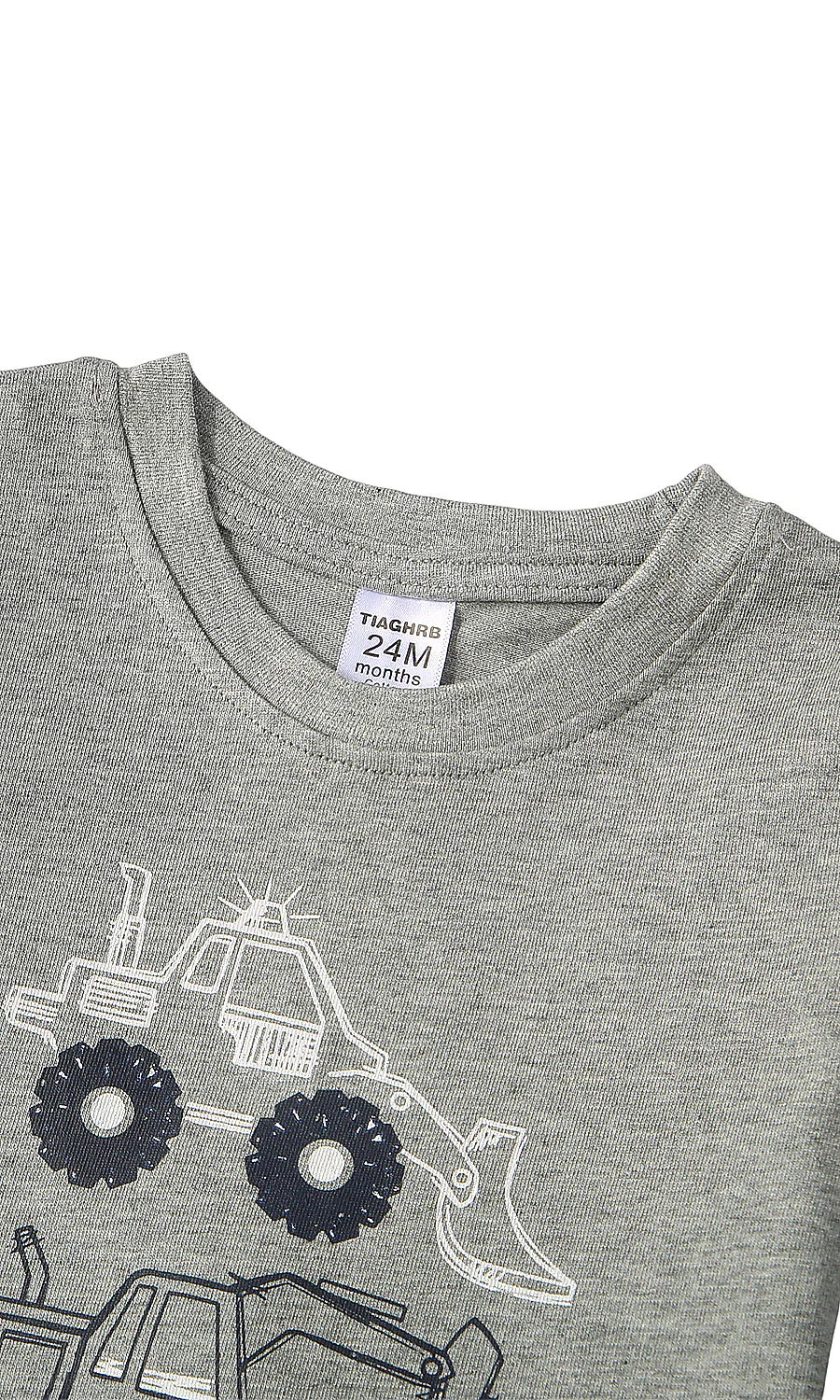 Baby Boys Construction Truck Print T-Shirt & Stripe Shorts Set Grey - Image 2