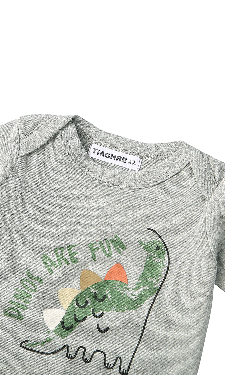 Baby Boys Dinosaur Slogan Bodysuit & Shorts Set Grey Rust Red - Image 2