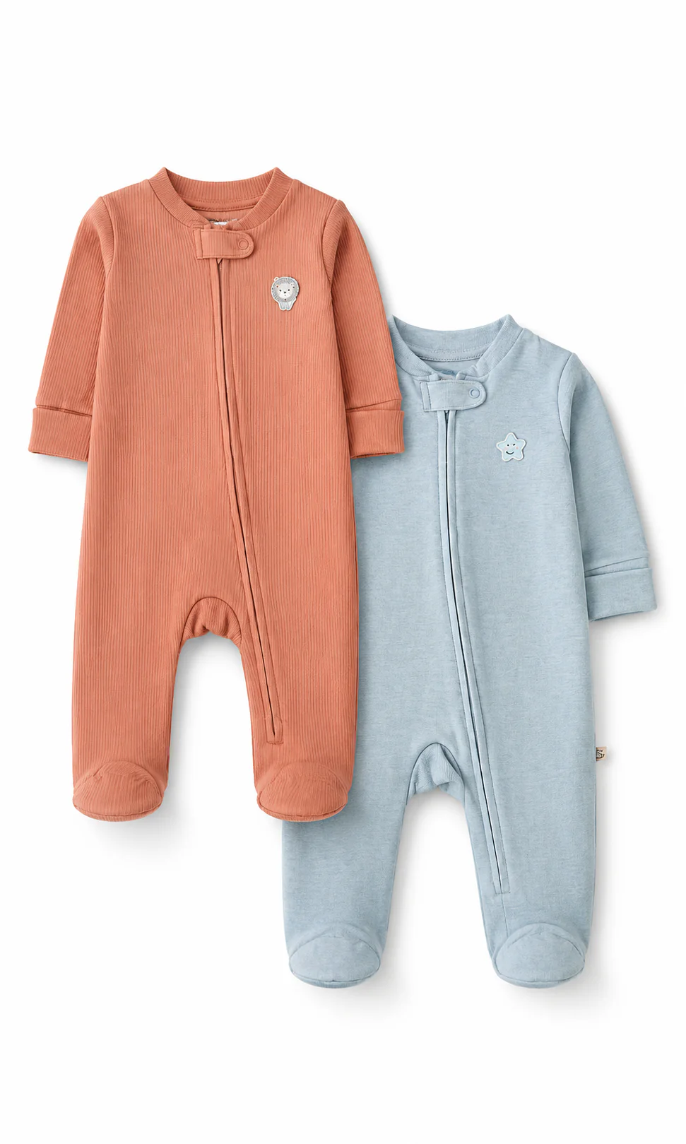 Baby Boys Footed Romper Pack of 2 Multicolour