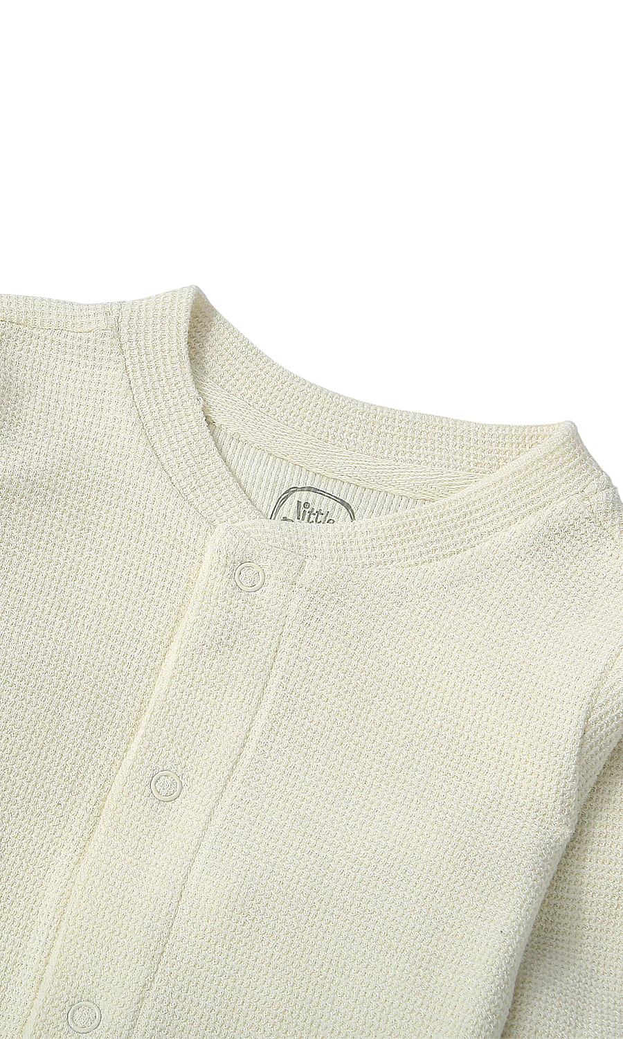 Baby Boys Night Suit Cream Waffle Knit 3D Teddy Bear Appliqué 2-Piece Pyjama Set - Image 2