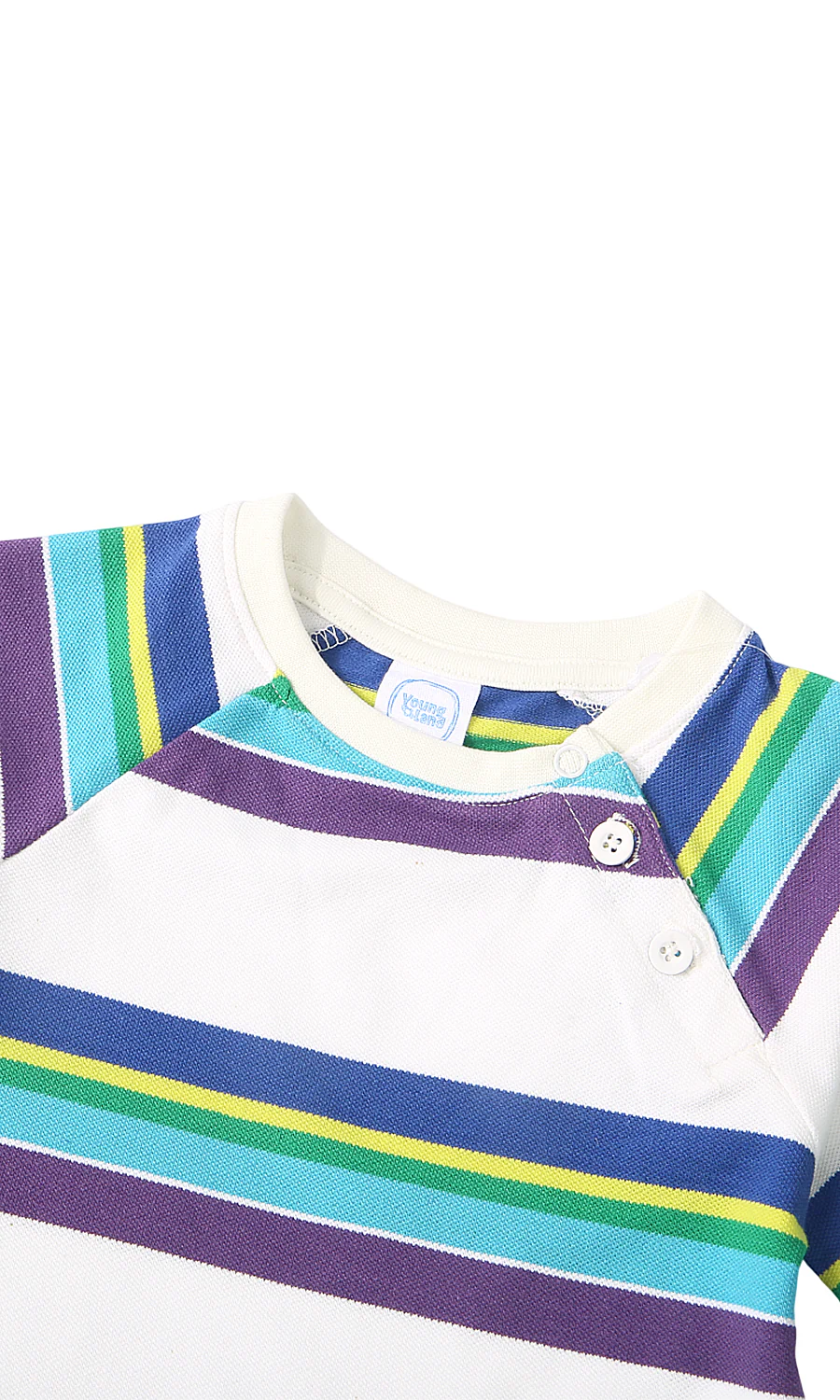 Baby Boys Romper White Multicolour Stripe 3D T-Rex Dinosaur Appliqué - Image 2