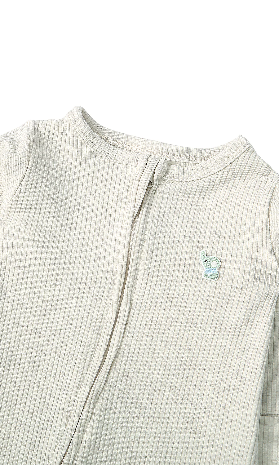Baby Boys Romper Pack of 2 Grey Cream Ribbed - Image 3