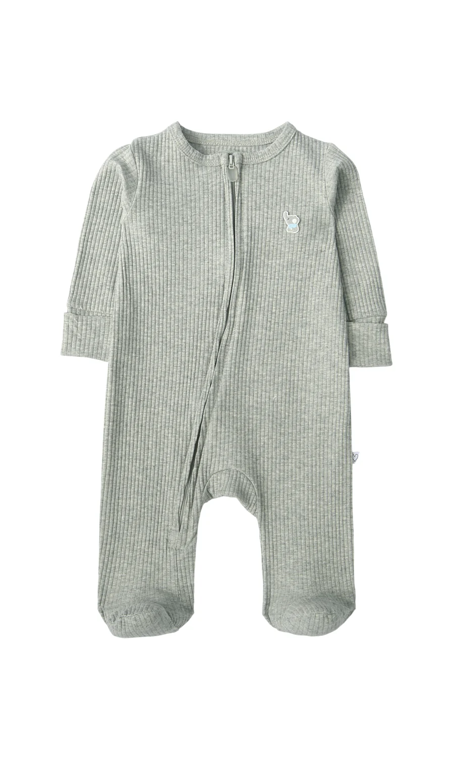 Baby Boys Romper Pack of 2 Grey Cream Ribbed - Image 4
