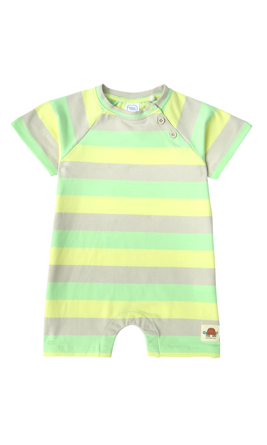 Baby Boys Striped Romper Mint Green Yellow