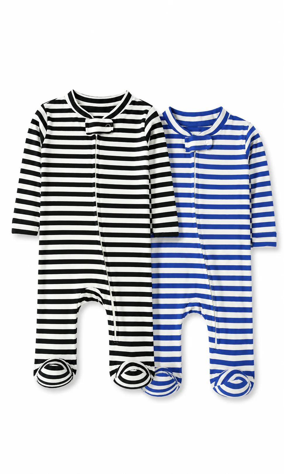 Baby Boys Striped Romper Pack of 2 Black Blue