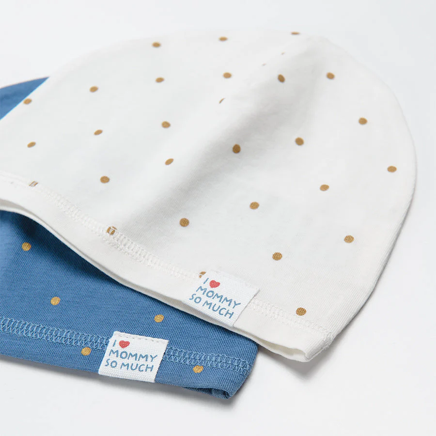 Baby Cap Ecru Blue Set 2 Pcs - Image 3