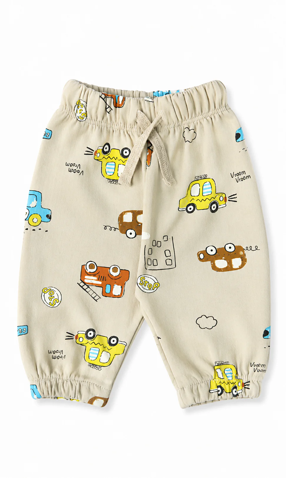 Baby Cartoon Car Print Striped 6-Piece Gift Set Cream White - Image 4