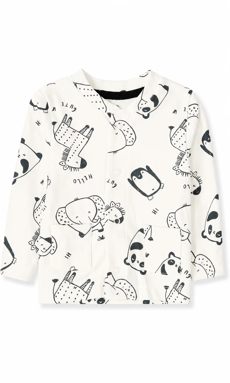 Baby Gift Set White Cartoon Animals Print 6 Piece Newborn Set - Image 3