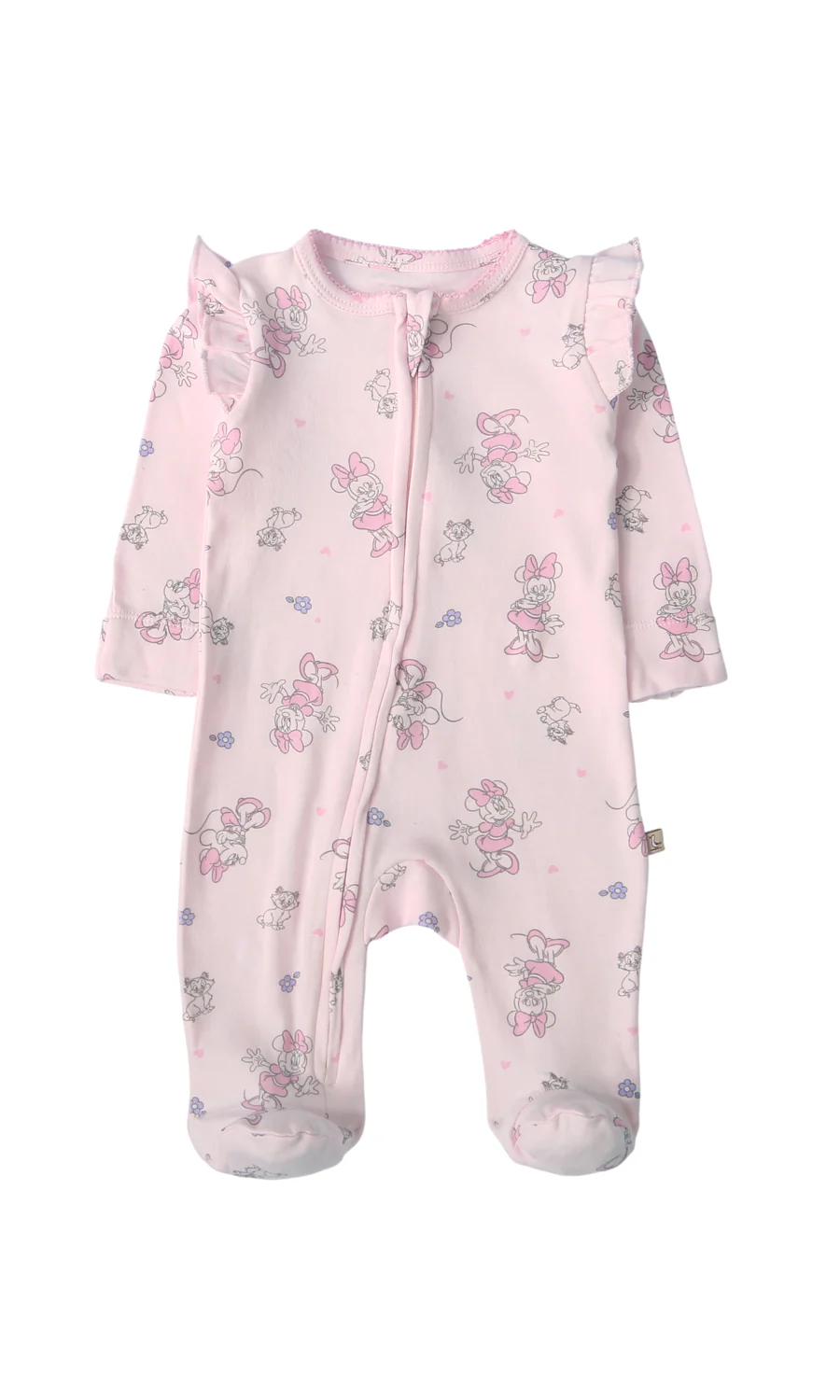 Baby Girl Cotton Romper Pack of 2 — Blue Floral Print & Pink Minnie Mouse Print - Image 2