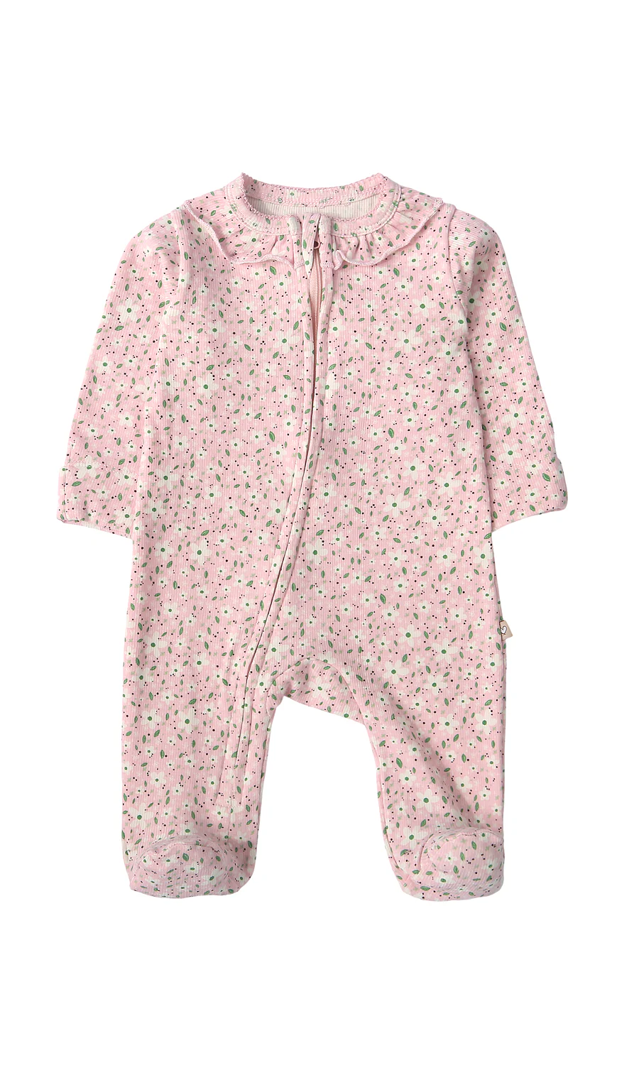 Baby Girl Romper Pack of 2 Pink Floral Print & Pink Solid Ruffle - Image 2