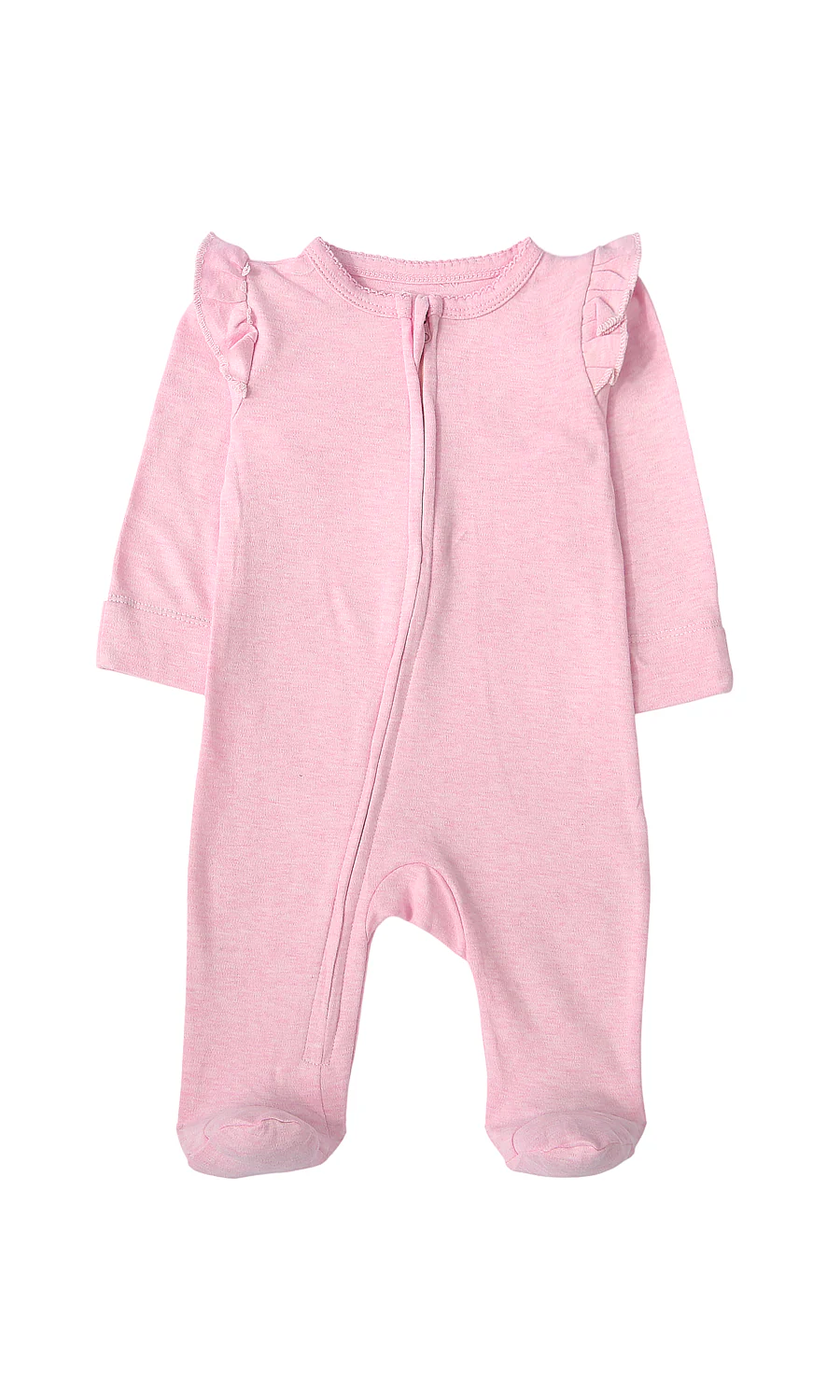Baby Girl Romper Pack of 2 Pink Floral Print & Pink Solid Ruffle - Image 3