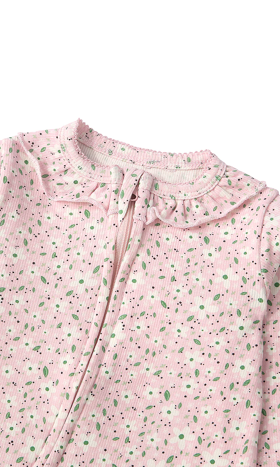 Baby Girl Romper Pack of 2 Pink Floral Print & Pink Solid Ruffle - Image 5
