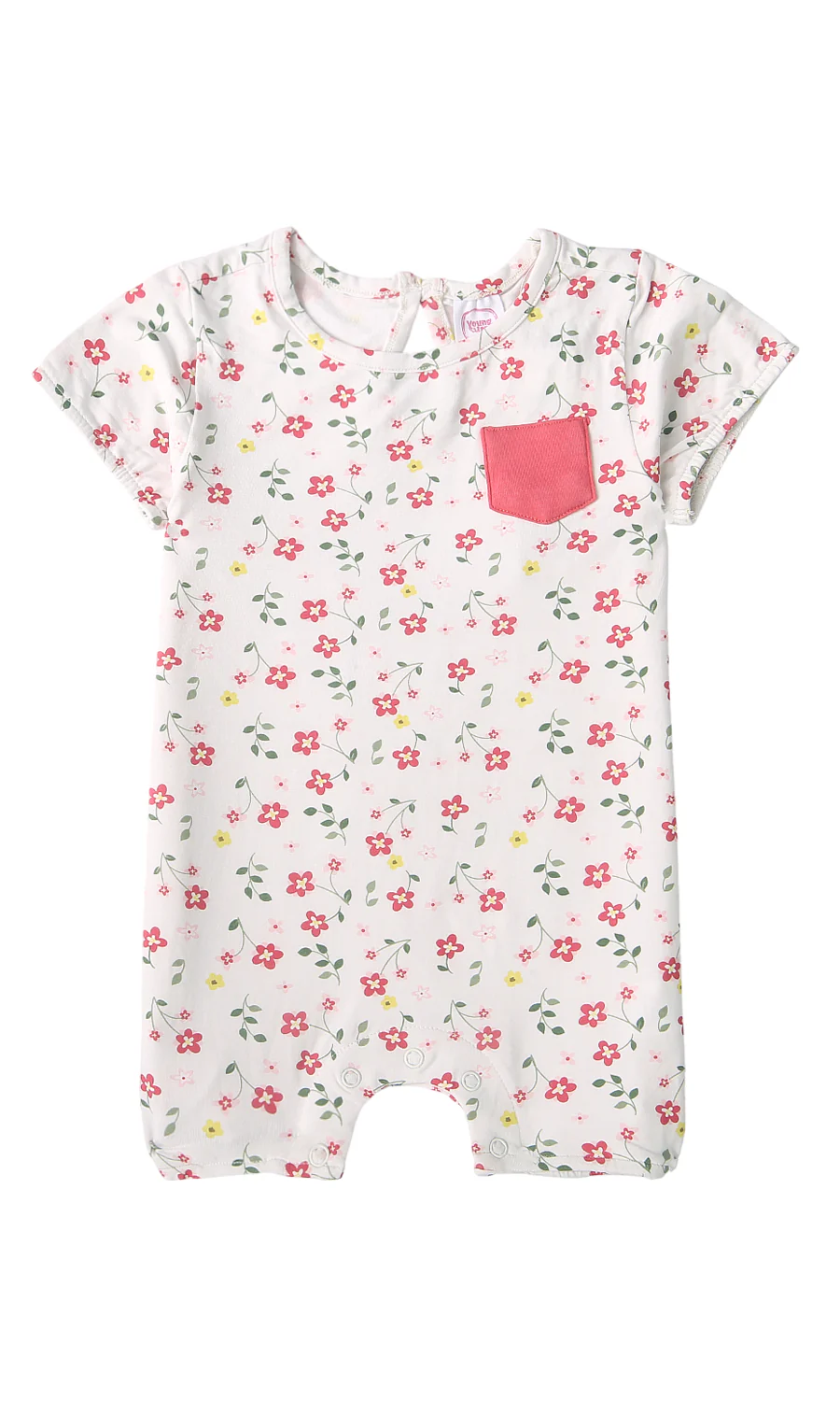 Baby Girls 3 Pcs Summer Suit Hot Pink White Floral Print - Image 4