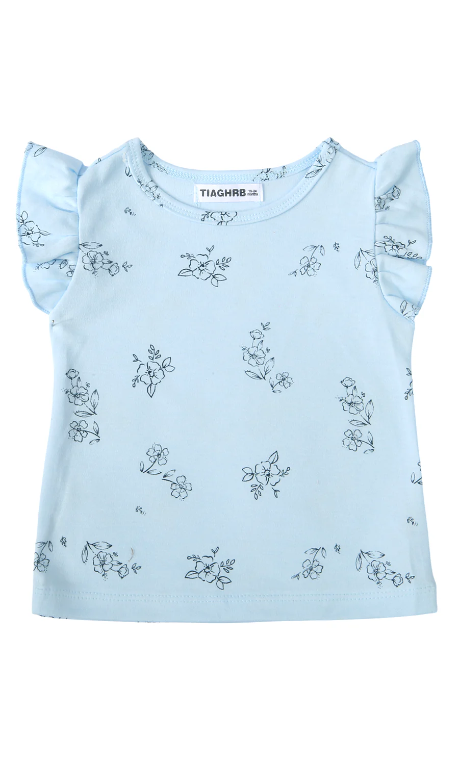 Baby Girls 3 Piece Suit Peach Blue Floral Print - Image 2