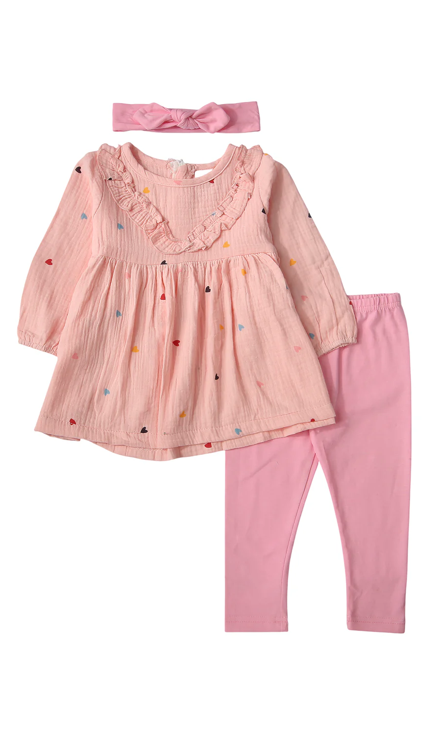 Baby Girls 3 Piece Summer Suit Pink Heart Print