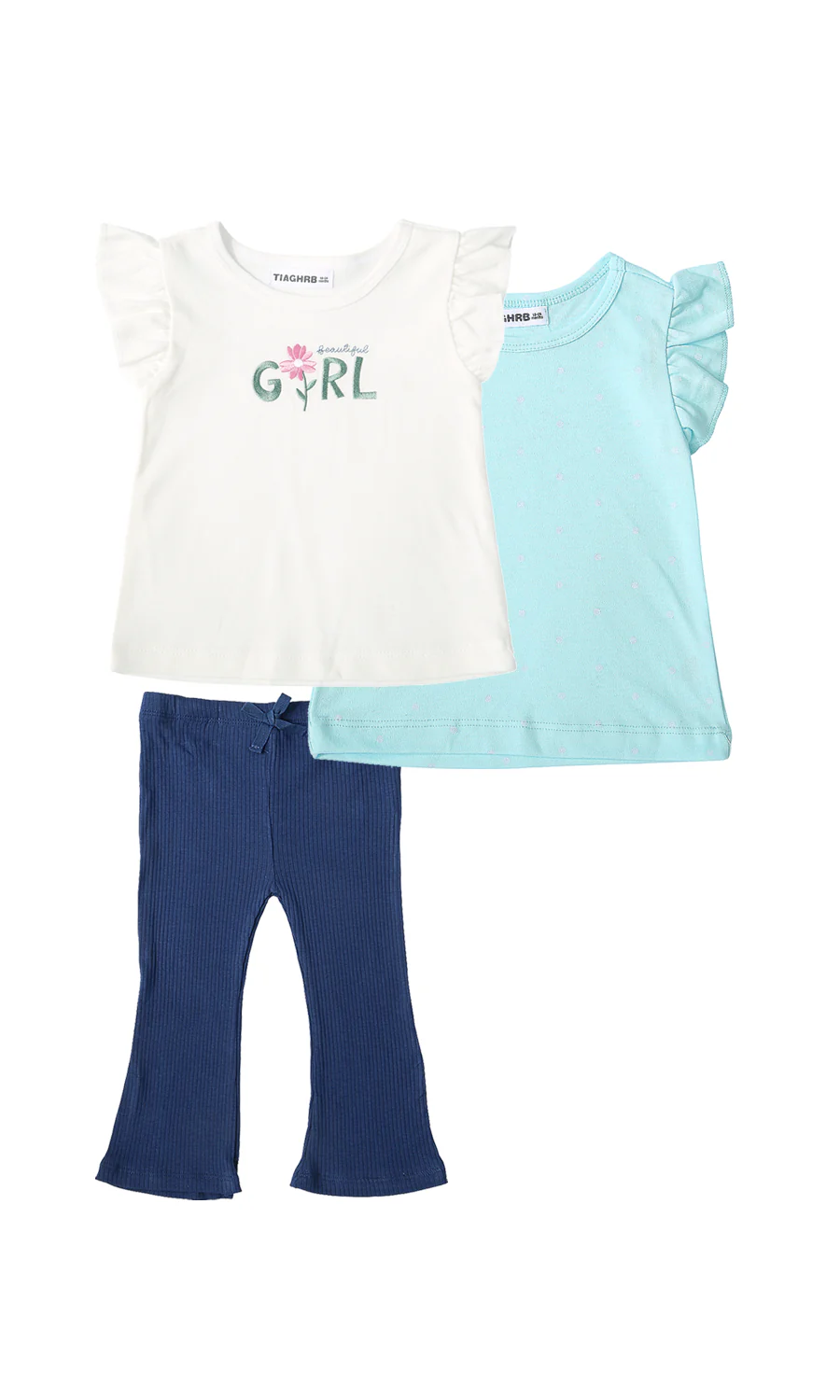 Baby Girls 3-Piece Summer Suit White Mint Blue Navy Floral Girl Print