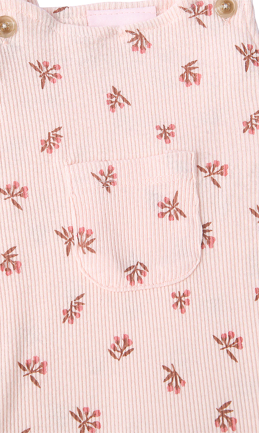 Baby Girls 4 Piece Suit Cream Botanical Floral Bodysuit Stripe Dungaree Leggings Hat Set - Image 6