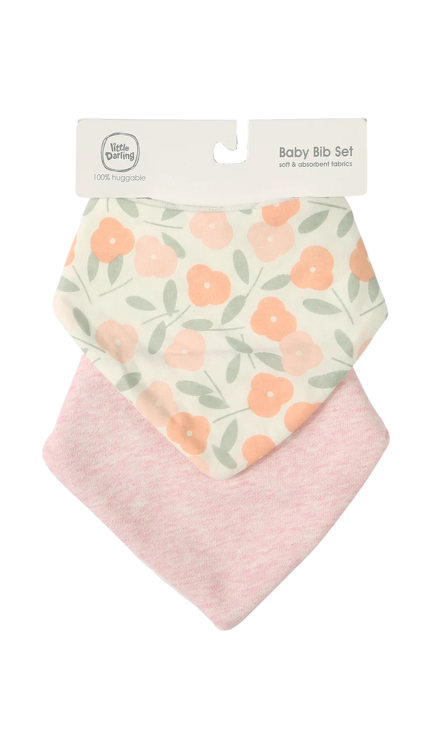 Baby Girls Bandana Bib Set of 2 Pink Floral Print