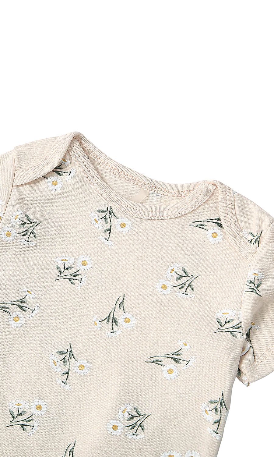 Baby Girls Daisy Floral Bodysuit Footed Pants & Bib Set Cream - Image 3