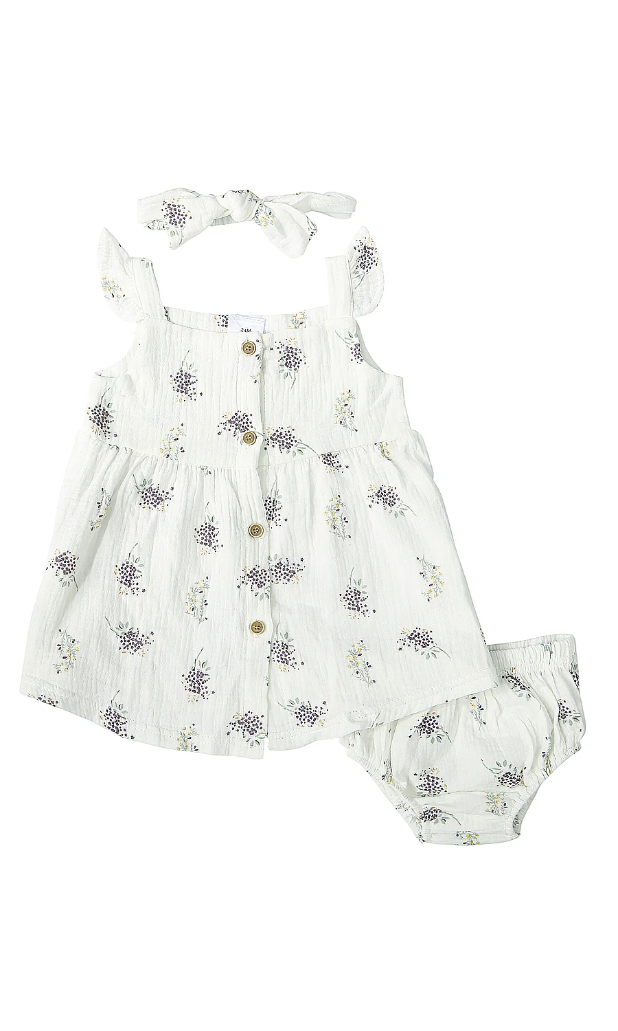 Baby Girls Floral Print Dress Set White