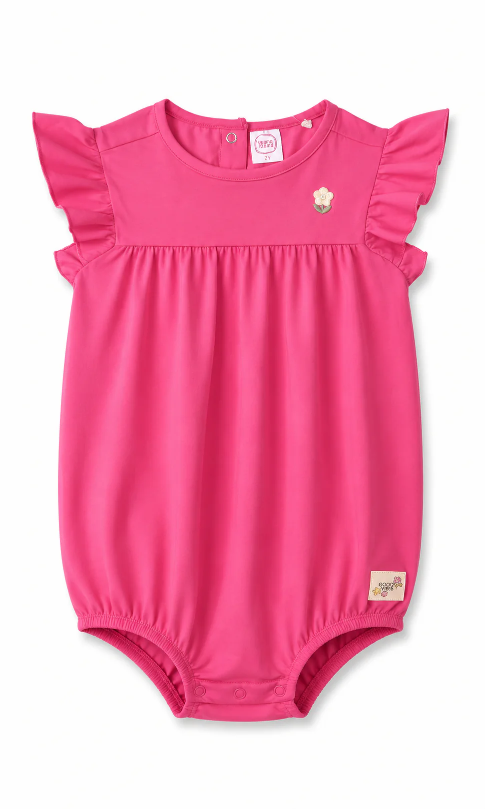 Baby Girls Flutter Sleeve Bodysuit Pack of 2 Pink & Cream Floral - Image 2