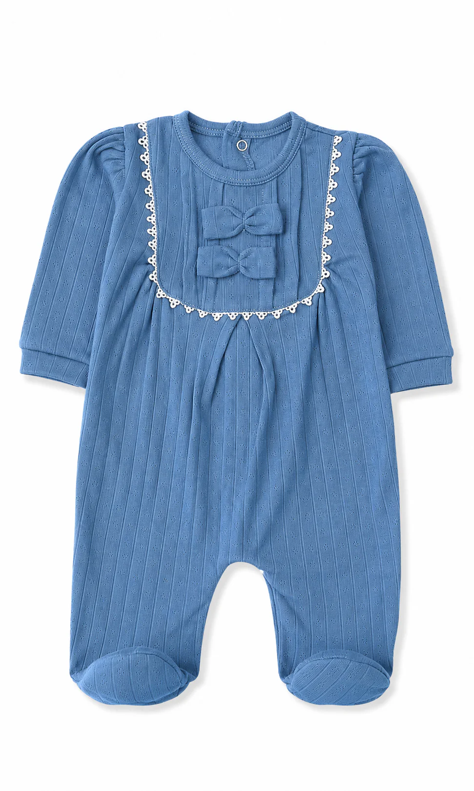 Baby Girls Footed Romper Pack of 2 Floral Print & Blue Bow - Image 2