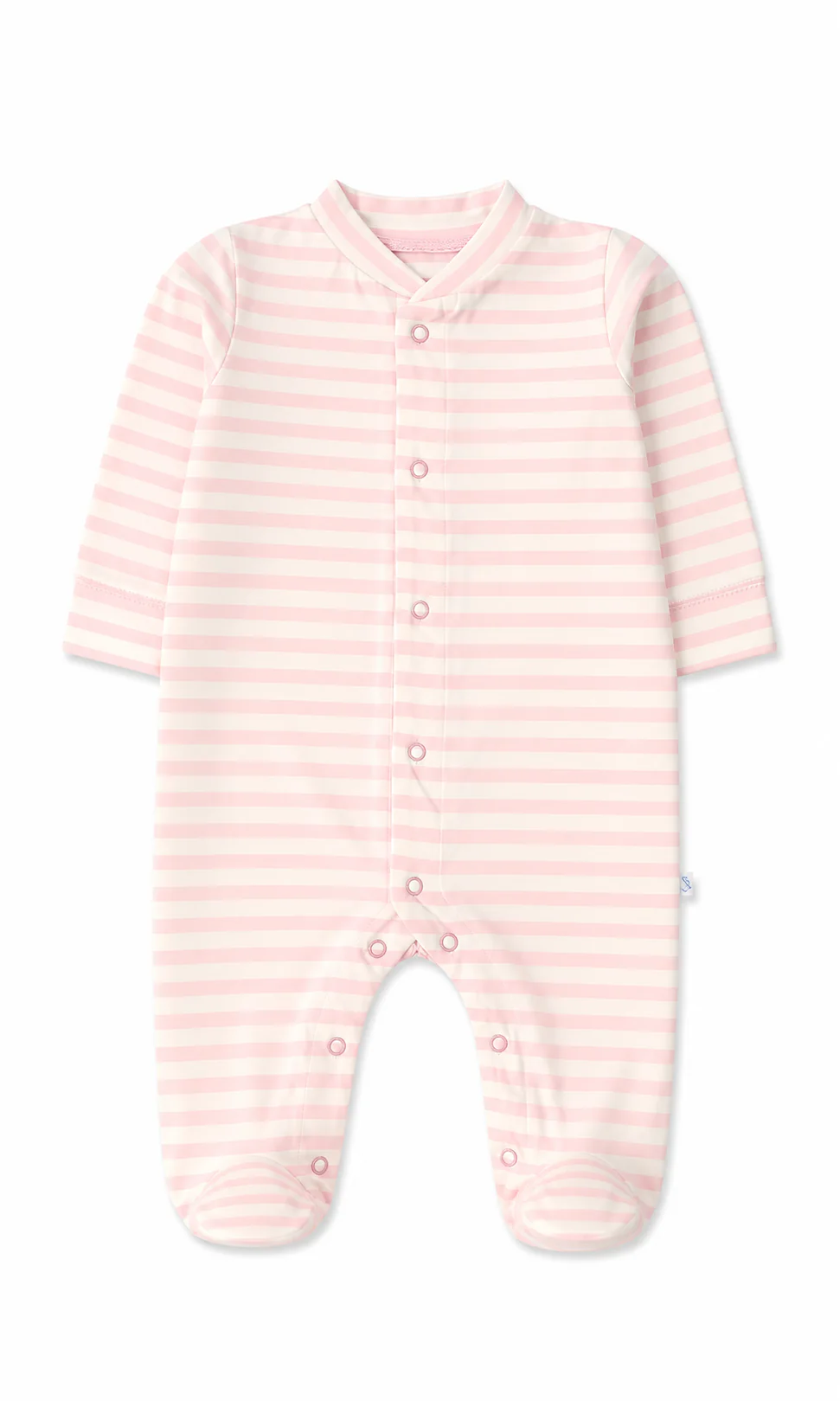 Baby Girls Footed Romper Pack of 2 Floral Print & Pink Stripe - Image 2