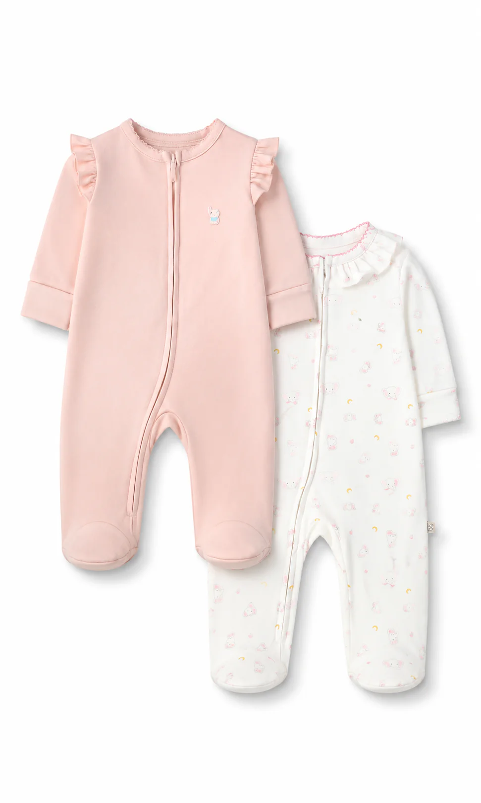 Baby Girls Footed Romper Pack of 2 Pink