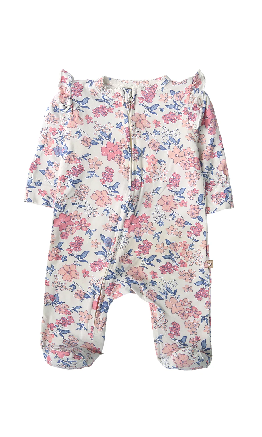 Baby Girls Footed Romper Pack of 2 Purple Floral Print - Image 4
