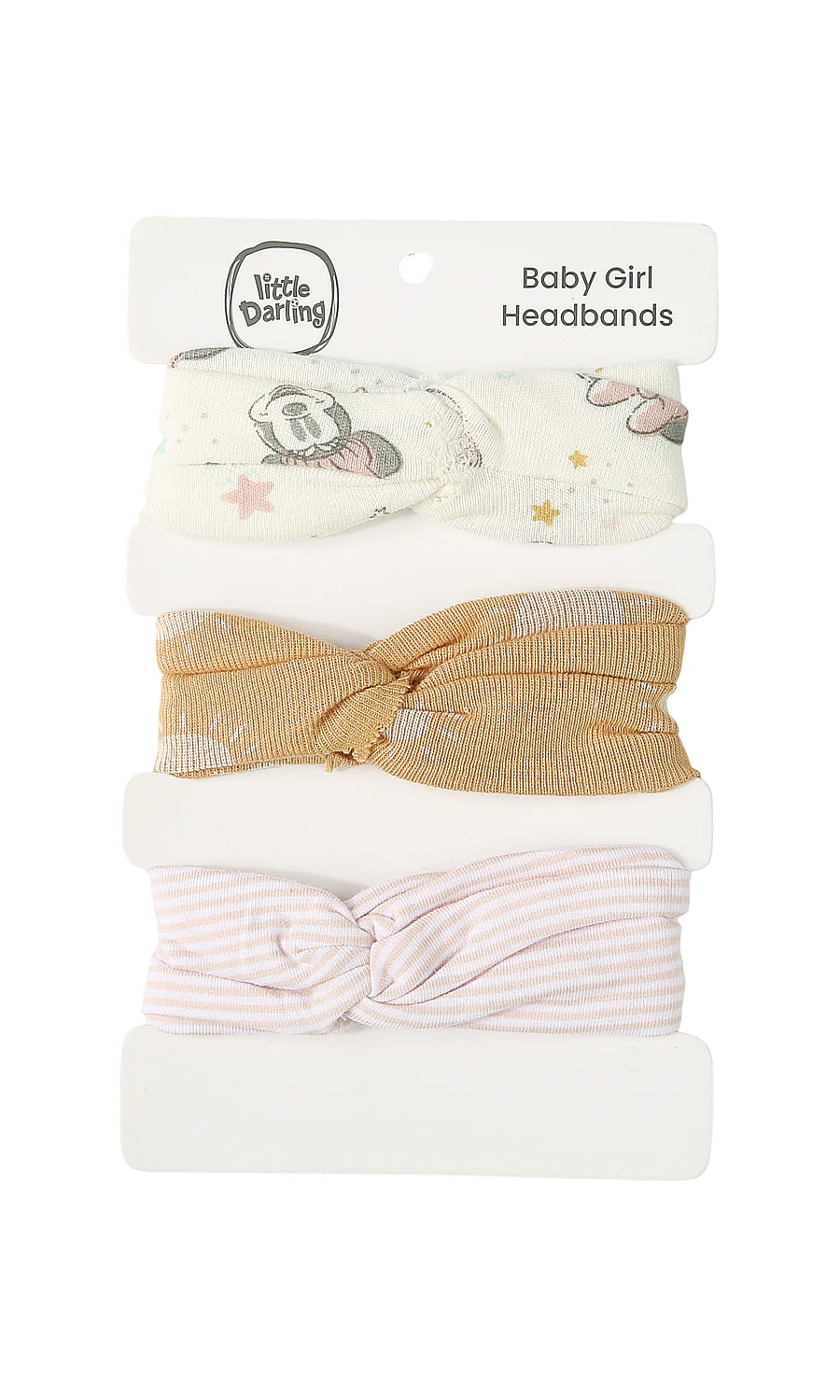 Baby Girls Headband Pack of 3 Character Print & Solid