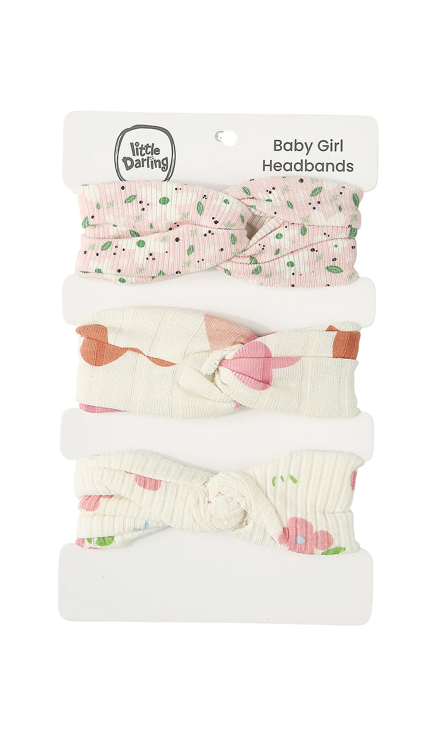 Baby Girls Headband Pack of 3 Floral & Dot Print