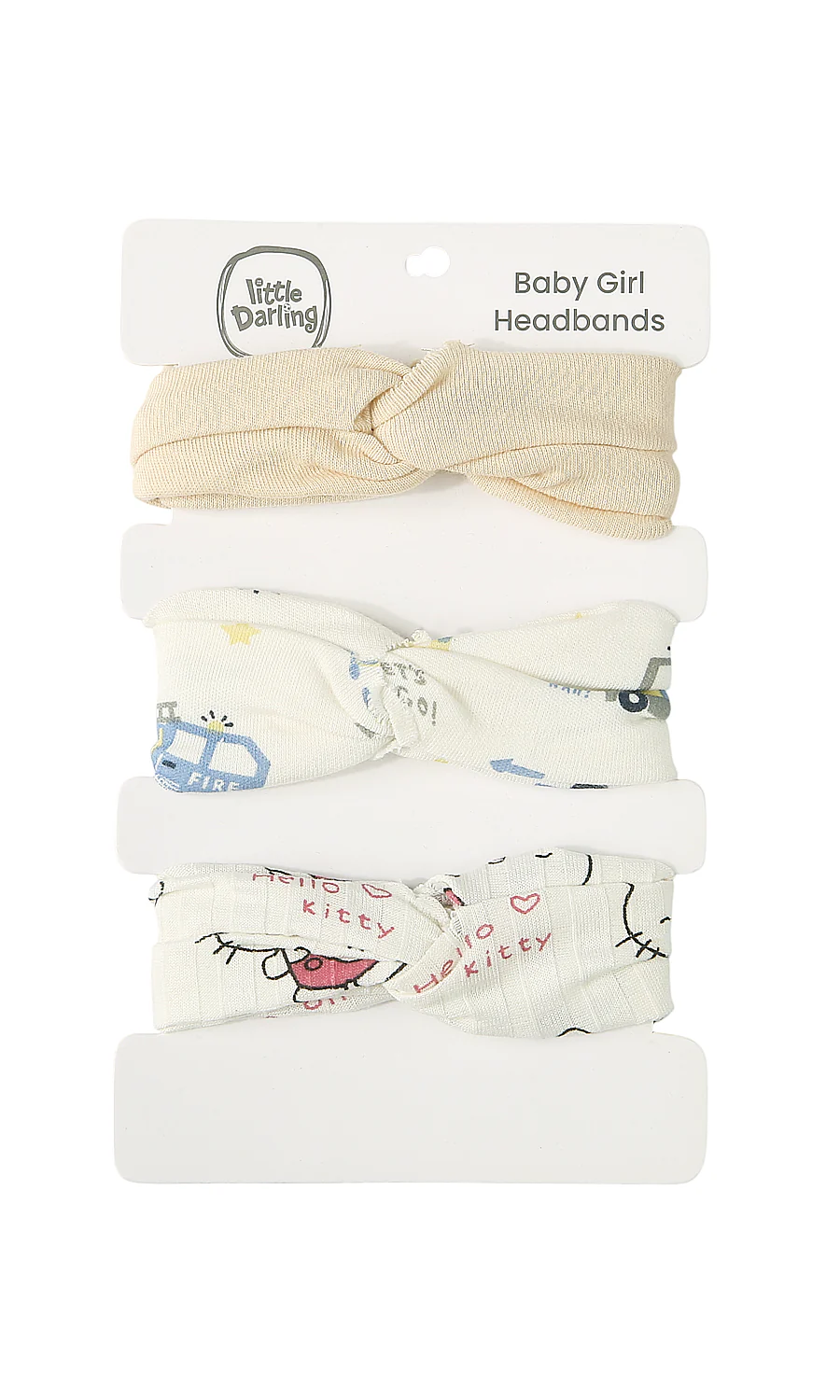 Baby Girls Headband Pack of 3 Solid & Character Print