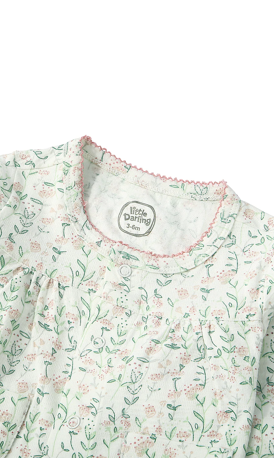 Baby Girls Night Suit Mint Botanical Wildflower Bunny Print 2-Piece Pyjama Set - Image 2