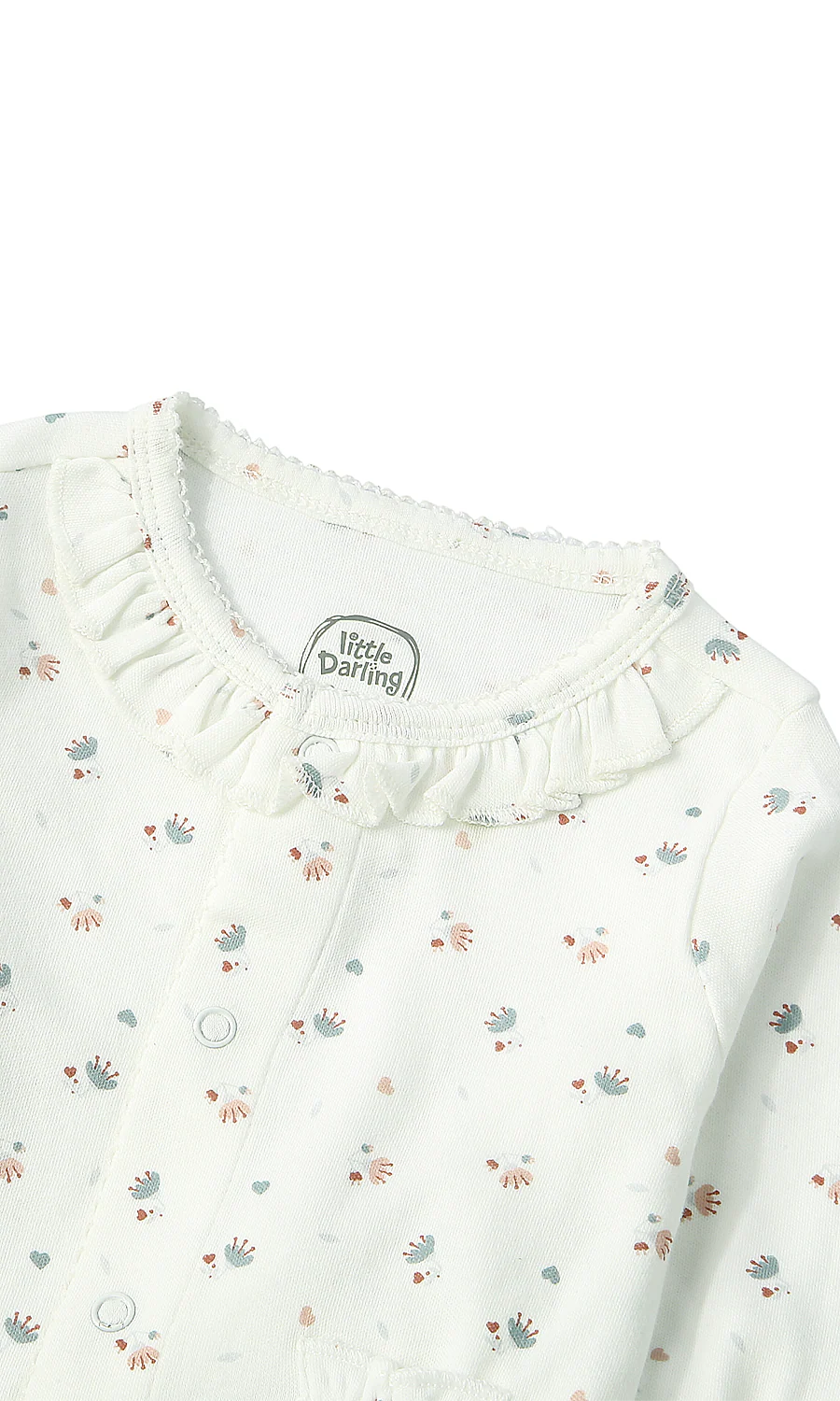 Baby Girls Night Suit White Ditsy Hedgehog Floral Frill 2-Piece Pyjama Set - Image 2