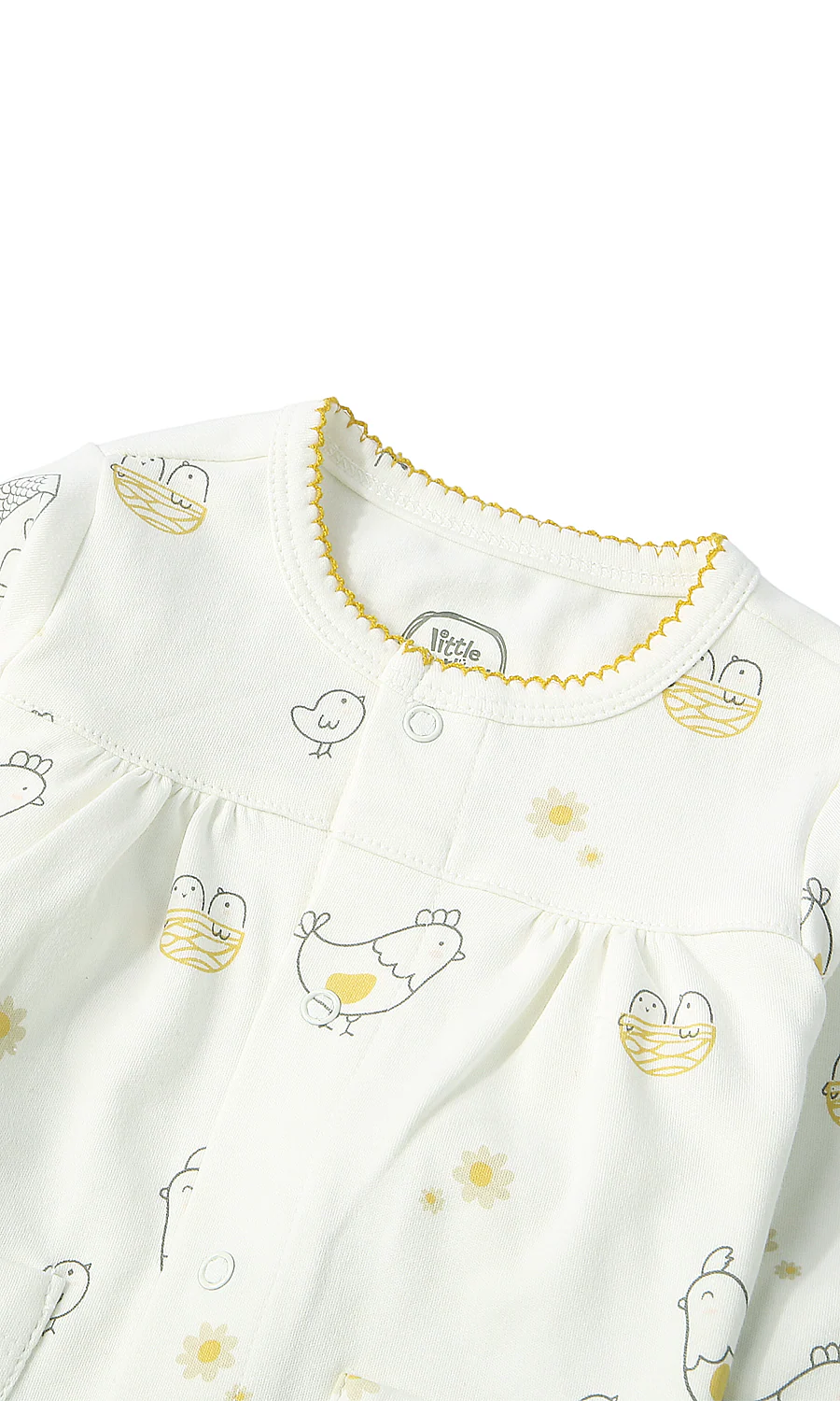 Baby Girls Night Suit White Farmyard Chicken Chick Print 2-Piece Pyjama Set - Image 2