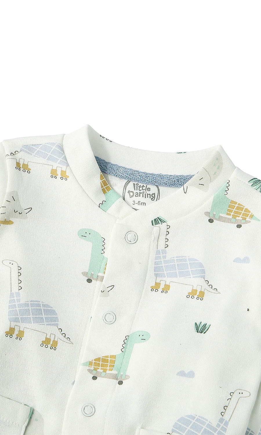 Baby Girls Night Suit White Skateboarding Dino Turtle Print 2-Piece Pyjama Set - Image 2